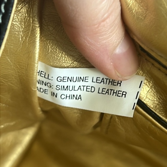 La Gioe Di Toscana Shoulder Handbag Black Gold Snake Embossed Leather - Picture 14 of 16